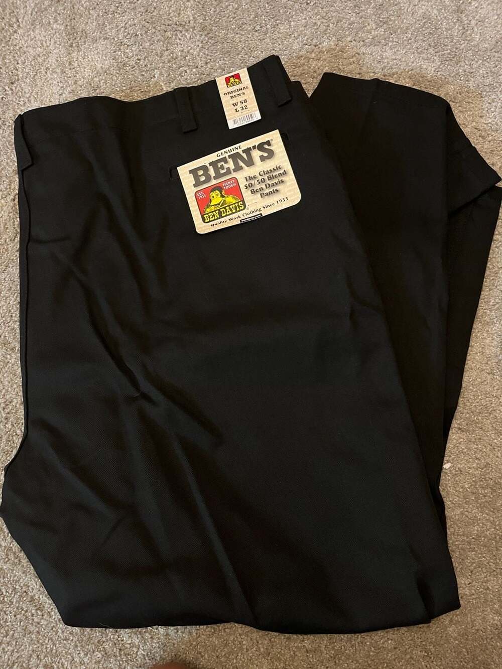 Ben Davis Original Ben's 50/50 Blend Work Pants Black 58x32